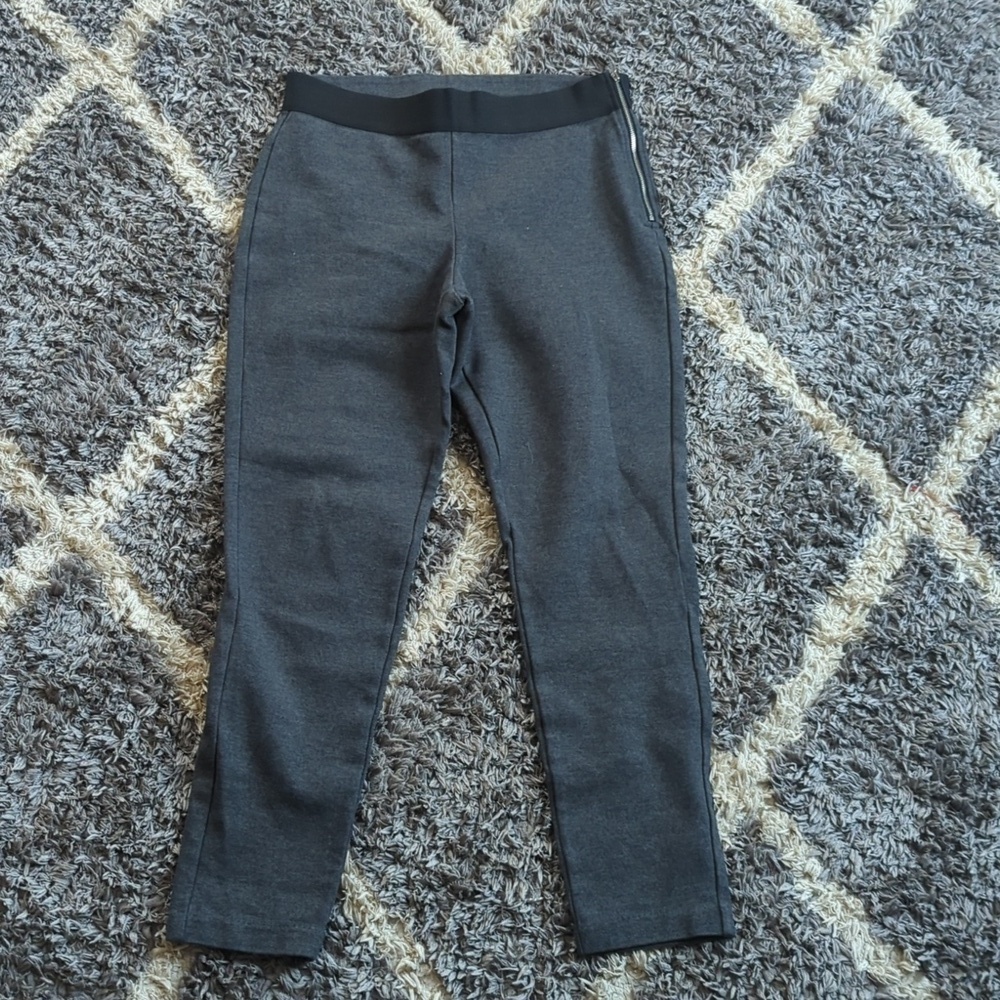 Gap Elastic Waist Stretch Dress Pant with Side Zip Skinny Leg Size M Gray